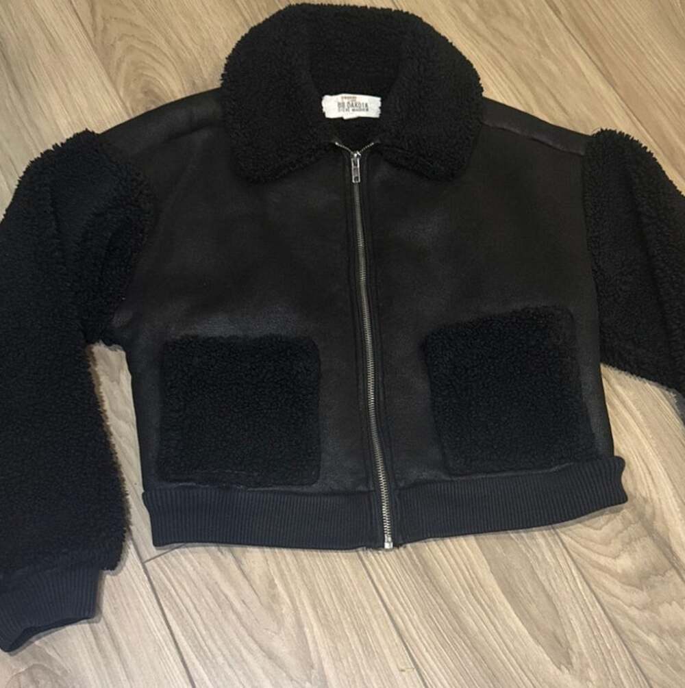 NEW BB Dakota Mixed Feelings Faux Leather Bomber Jacket Women's Sz XS